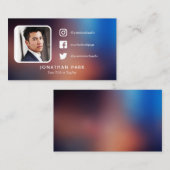 Carte De Visite Photo de profil Marine & Orange Médias sociaux (Devant / Derrière)