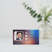 Carte De Visite Photo de profil Marine & Orange Médias sociaux (Debout devant)