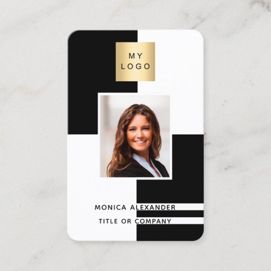 Carte De Visite Photo de profil noir blanc logo de l'entreprise Co (Devant)