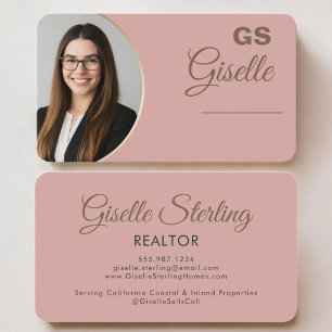 Carte De Visite Photo de Realtor Pink Gold