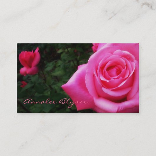 Carte de visite photo de rose rose (Devant)