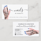 Carte De Visite Photo de tatouages au henné bleu de Boho (Devant / Derrière)