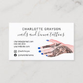 Carte De Visite Photo de tatouages au henné bleu de Boho (Dos)