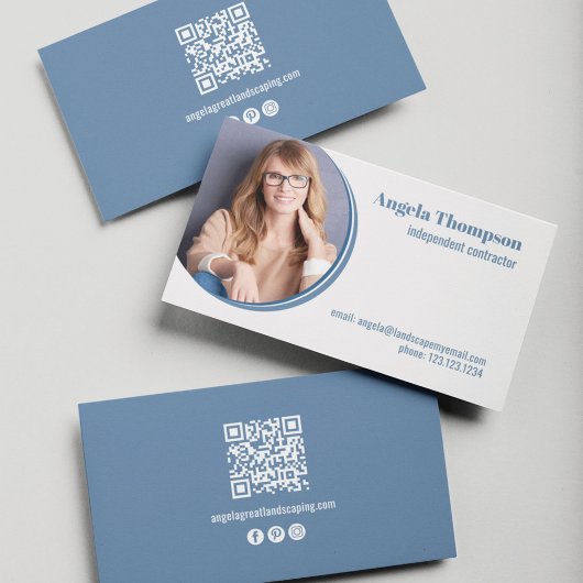 Carte De Visite Photo d'entreprise moderne Code QR