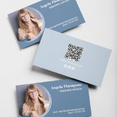 Carte De Visite Photo d'entreprise moderne QR Code bleu