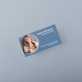 Carte De Visite Photo d'entreprise moderne QR Code bleu