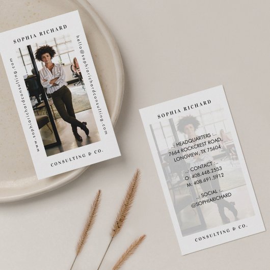 Carte De Visite Photo d'entreprise professionnelle blanche minimal