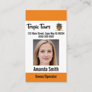 Carte De Visite Photo d'identité de guide touristique orange