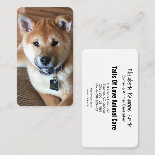 Carte De Visite Photo du Chiot Shiba Inu Professionnel De La Prote (Devant / Derrière)
