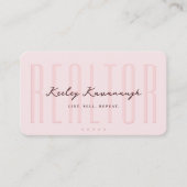 Carte De Visite Photo du Realtor moderne Agent immobilier rose (Devant)