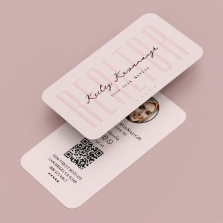 Carte De Visite Photo du Realtor moderne Agent immobilier rose