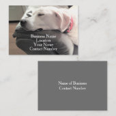 Carte De Visite Photo d'un chien blanc dormant mignon sur canapé (Devant / Derrière)