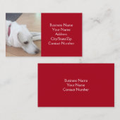 Carte De Visite Photo d'un chien blanc mignon portant un collier r (Devant / Derrière)