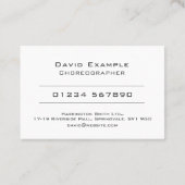 Carte De Visite Photo d'un porteur sur un chorégraphe (Dos)