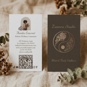 Carte De Visite Photo élégant de bien-être spirituel holistique yi