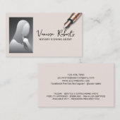 Carte De Visite Photo élégante de l'agent de signature de notaire (Devant / Derrière)