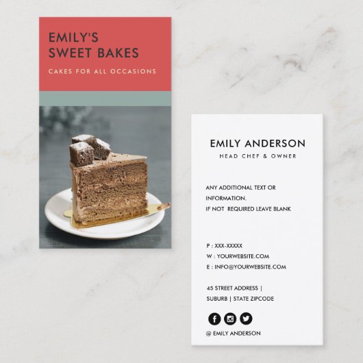 CARTE DE VISITE PHOTO EN CHEF MODERNE CHEERFUL BRILLANT (Devant / Derrière)