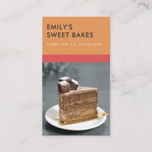 CARTE DE VISITE PHOTO EN CHEF ROUGE ORANGE BAKERY BOLD MODERNE (Devant)