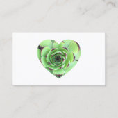 Carte De Visite Photo en forme de coeur vert Succulent (Devant)