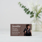 Carte de visite photo en marbre Stylist avec code  (Debout devant)