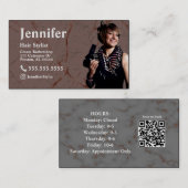 Carte de visite photo en marbre Stylist avec code  (Devant / Derrière)
