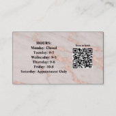 Carte de visite photo en marbre Stylist avec code  (Dos)