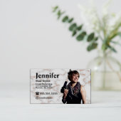 Carte de visite photo en marbre Stylist avec code  (Debout devant)