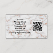 Carte de visite photo en marbre Stylist avec code  (Dos)