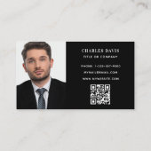 Carte De Visite Photo en noir blanc monogramme logo Qr code (Dos)
