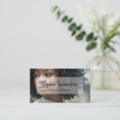 Carte De Visite Photo et Black Modern Handwritten Script Overlay (Debout devant)