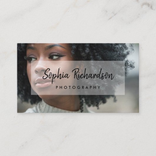Carte De Visite Photo et Black Modern Handwritten Script Overlay (Devant)