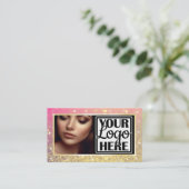 Carte De Visite Photo et logo Modèle Gold Sparkle Parties scintill (Debout devant)