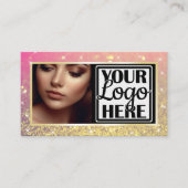 Carte De Visite Photo et logo Modèle Gold Sparkle Parties scintill (Devant)