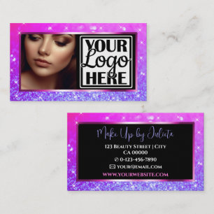 Carte De Visite Photo et logo Modèle Ombre Sparkle Parties scintil