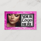 Carte De Visite Photo et logo Modèle Pink Sparkle Parties scintill (Devant)