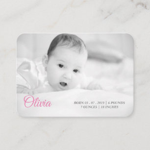 Carte De Visite photo et nom de votre bébé