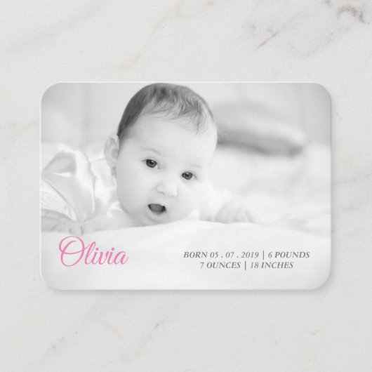 Carte De Visite photo et nom de votre bébé (Devant)