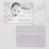Carte De Visite photo et nom de votre bébé (Devant / Derrière)