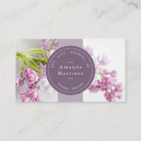 Carte de visite photo floral de timbre violet