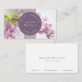 Carte de visite photo floral de timbre violet (Devant / Derrière)