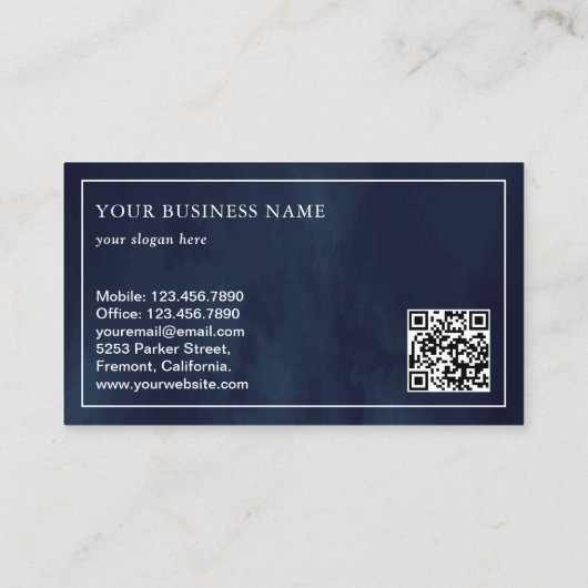 Carte De Visite Photo florale bleu marine rose QR Code Photographe (Dos)
