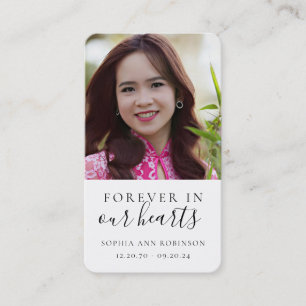 Carte De Visite Photo Forever in Our Hearts Funeral Prayer Card