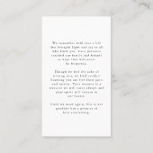 Carte De Visite Photo funéraire pour toujours dans nos coeurs Cart (Dos)