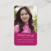 Carte De Visite Photo Funeral Memorial Pink Prayer Card (Devant)