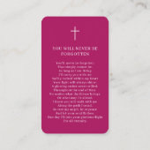 Carte De Visite Photo Funeral Memorial Pink Prayer Card (Dos)