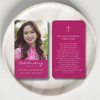 Carte De Visite Photo Funeral Memorial Pink Prayer Card