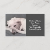 Carte De Visite Photo Funny White Dog with Tail on Face Grey (Devant)