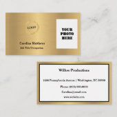 Carte De Visite Photo Gold du logo de l'entreprise (Devant / Derrière)