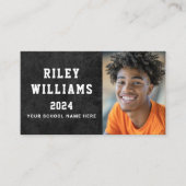 Carte De Visite Photo graduation étudiante texture gris foncé (Devant)