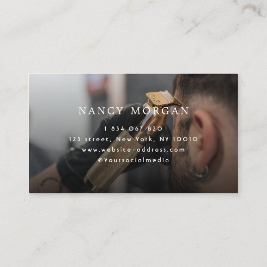 Carte De Visite Photo Hair Clipper Avec Mustache Logo Barbershop (Dos)